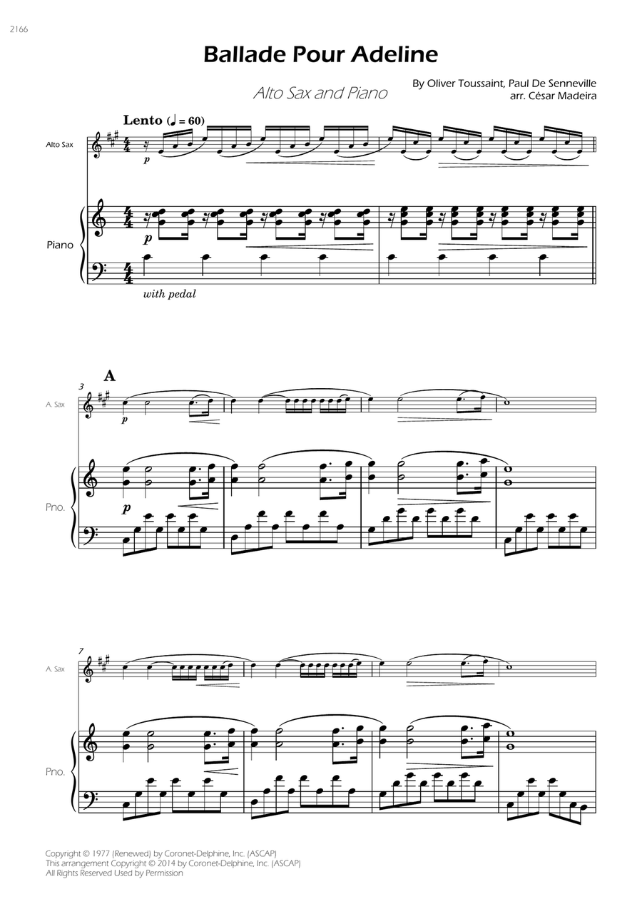 Ballade Pour Adeline Ballade Pour Adeline Alto Saxophone scores gallery preview page 3