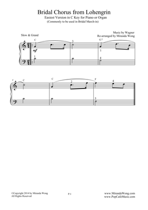 Bridal Chorus - Easiest Piano Version in C Key (Bridal March)