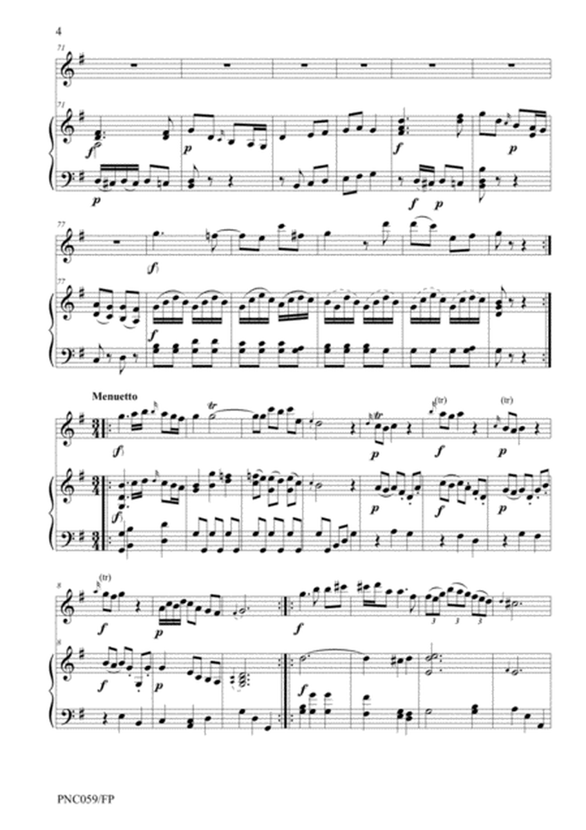 HAYDN QUARTETTO IN G HOB.II: G4 arranged for flute & piano