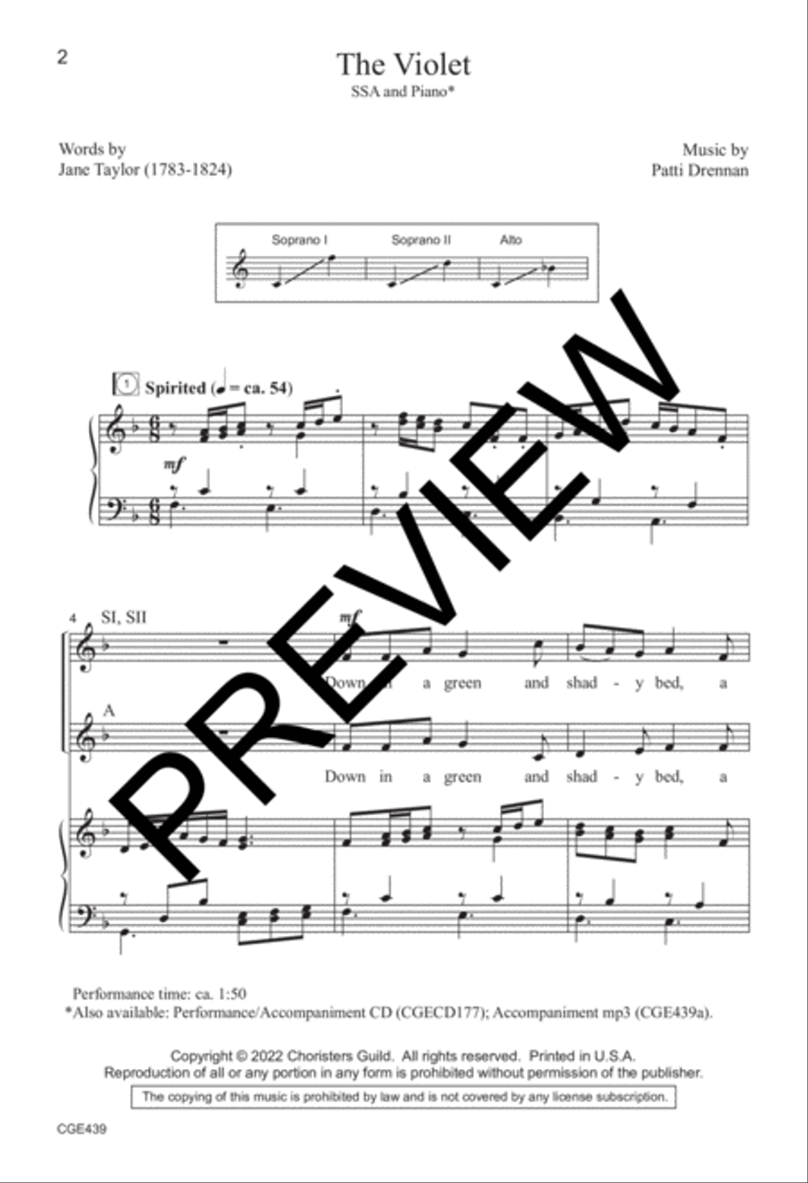 The Violet (Three-part Mixed) 3-Part scores gallery preview page 2
