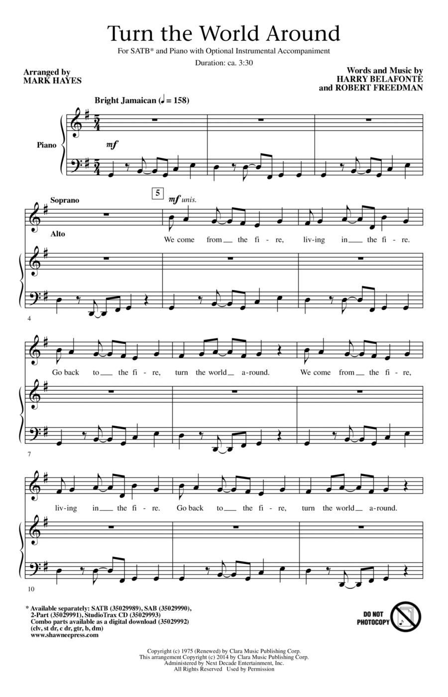 Turn The World Around 4-Part scores gallery preview page 1