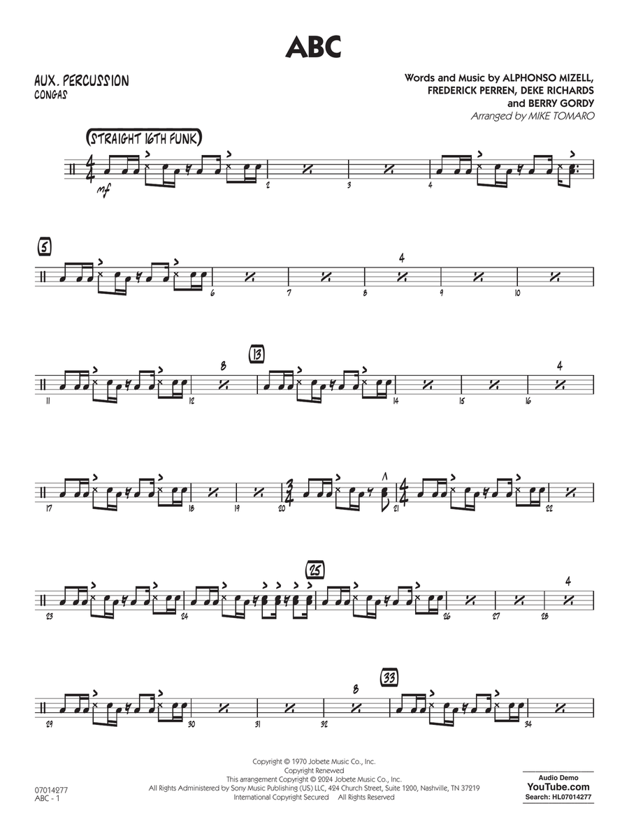 ABC (arr. Mike Tomaro) - Aux Percussion
