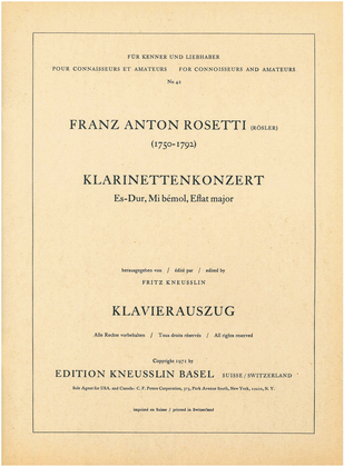 Book cover for Concerto for clarinet no. 1