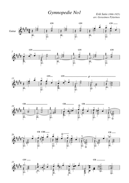 Gymnopedie no1 for guitar solo image number null
