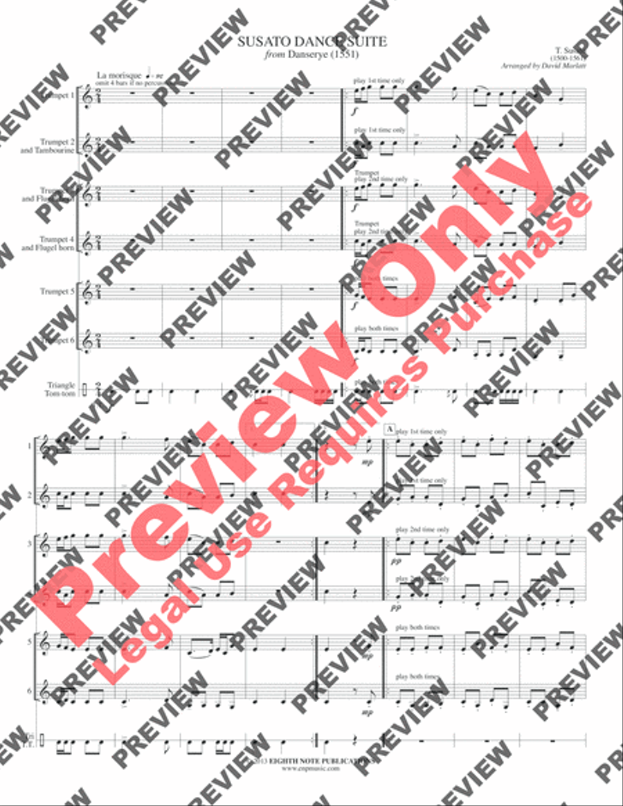 Susato Dance Suite (from Danserye) (1551) Small Ensemble scores gallery preview page 3