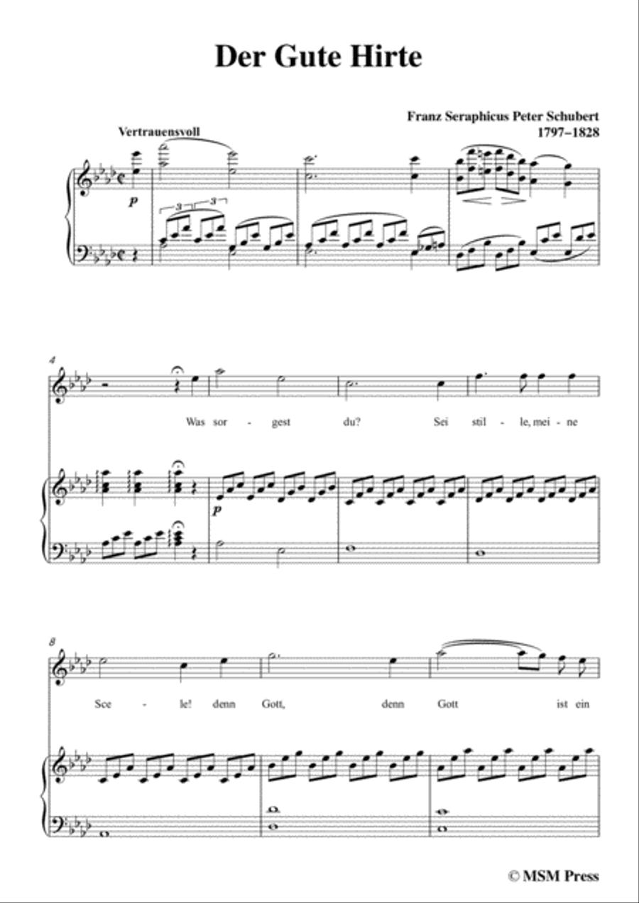 Schubert-Der Gute Hirte,in A flat Major,for Voice&Piano Voice scores gallery preview page 3