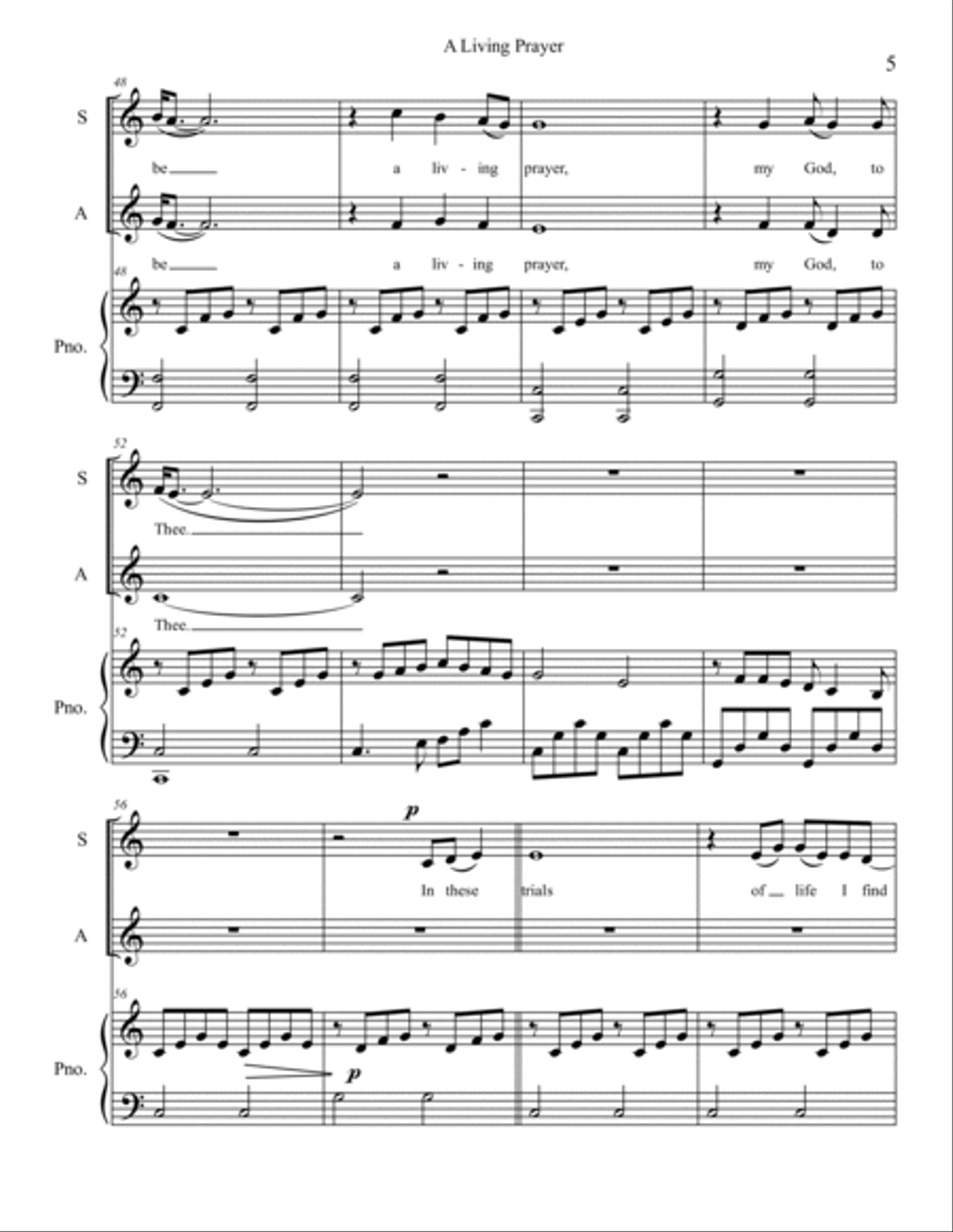 A Living Prayer Alto Voice scores gallery preview page 5