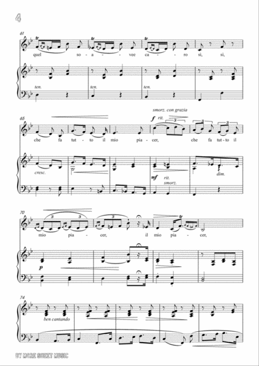 Lotti-Pur dicesti,o bocca bella in B flat Major,for Voice and Piano Voice Solo scores gallery preview page 6