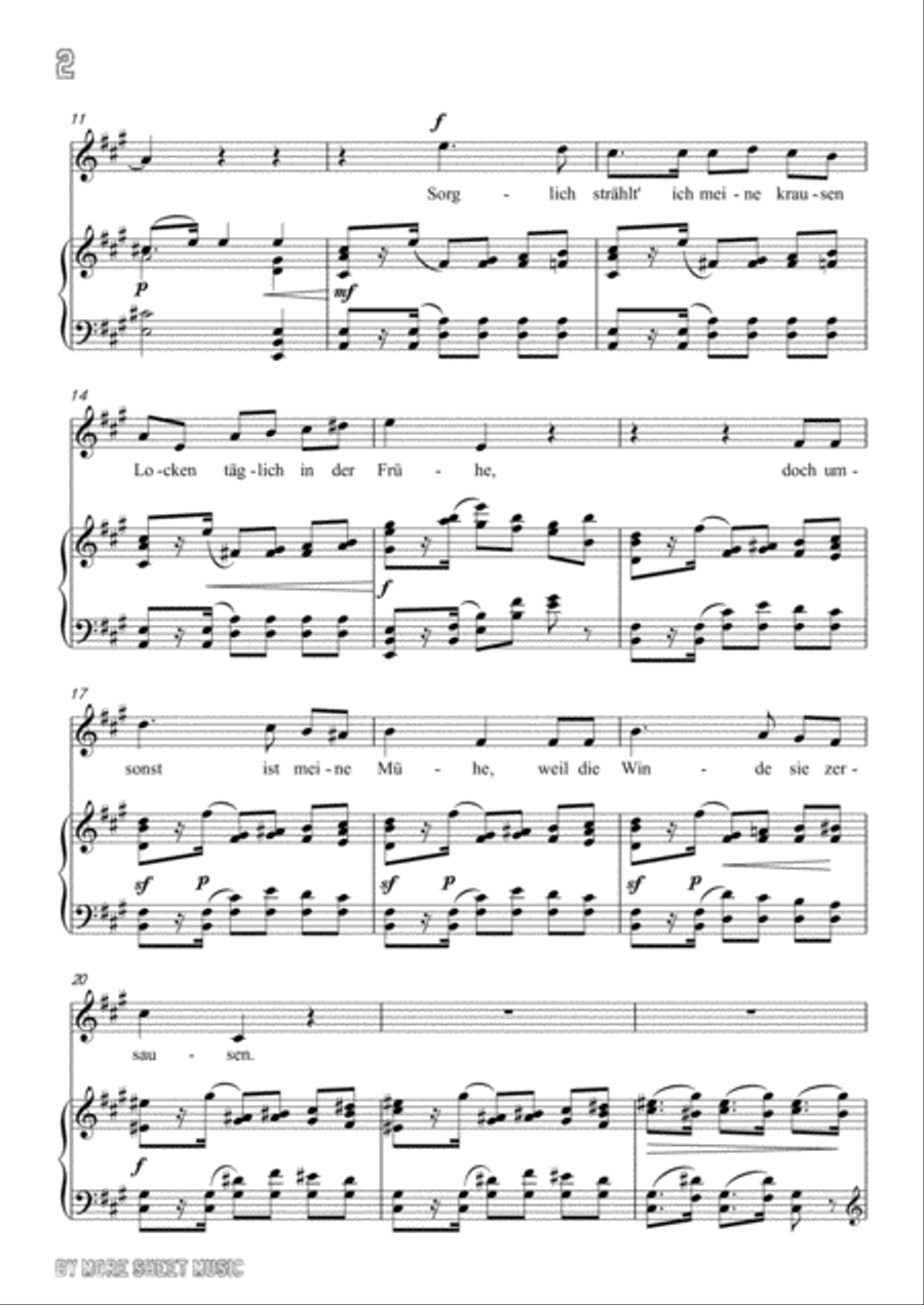 Wolf-In dem Schatten meiner Locken in A Major,for Voice and Piano Voice Solo scores gallery preview page 4