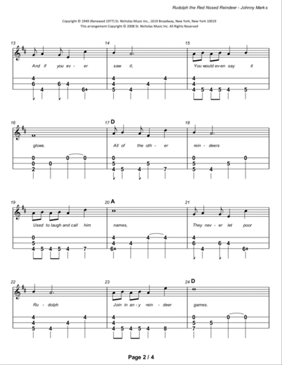 Rudolph The Red-nosed Reindeer Dulcimer scores gallery preview page 3