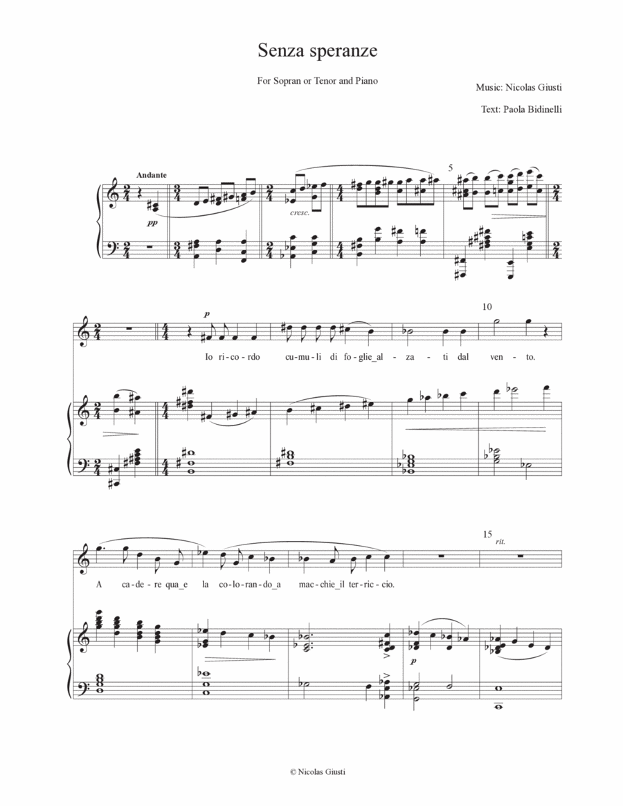Senza speranze Chamber Music scores gallery preview page 1