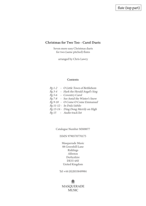 Book cover for Christmas for Two Too! - 7 easy Christmas duets for flute duet