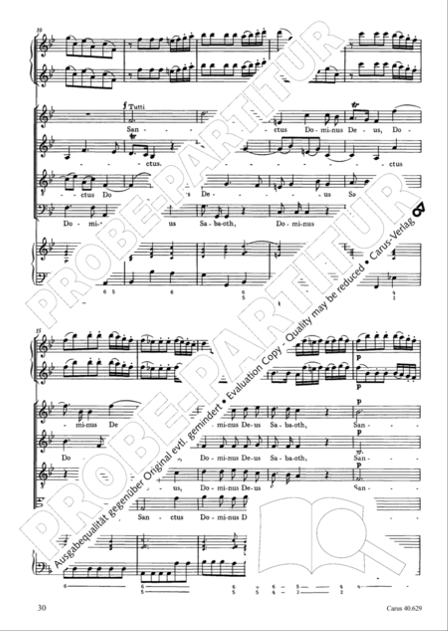 Missa brevis in B flat major 4-Part scores gallery preview page 31