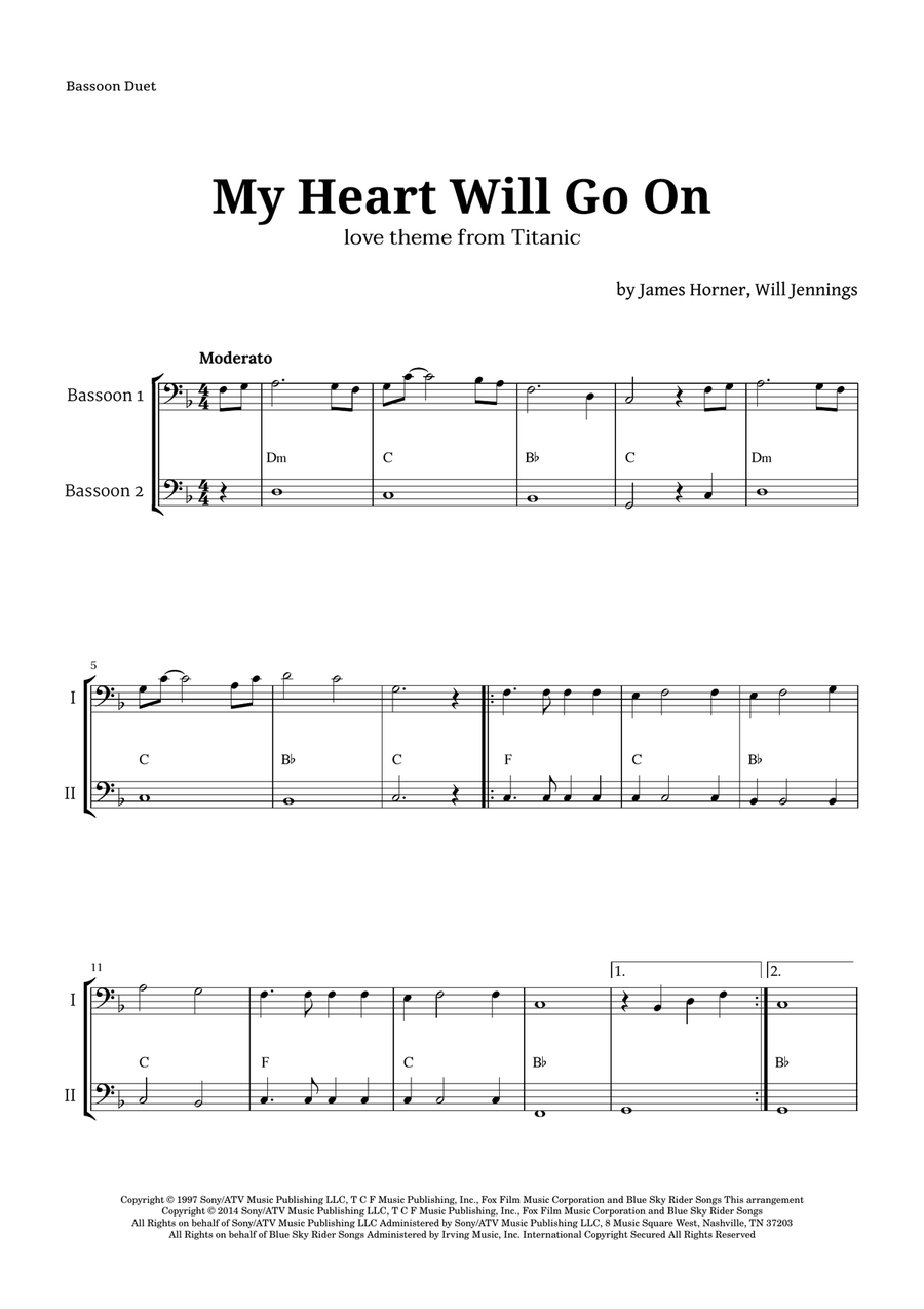 My Heart Will Go On (love Theme From 'titanic') Woodwind Duet scores gallery preview page 1