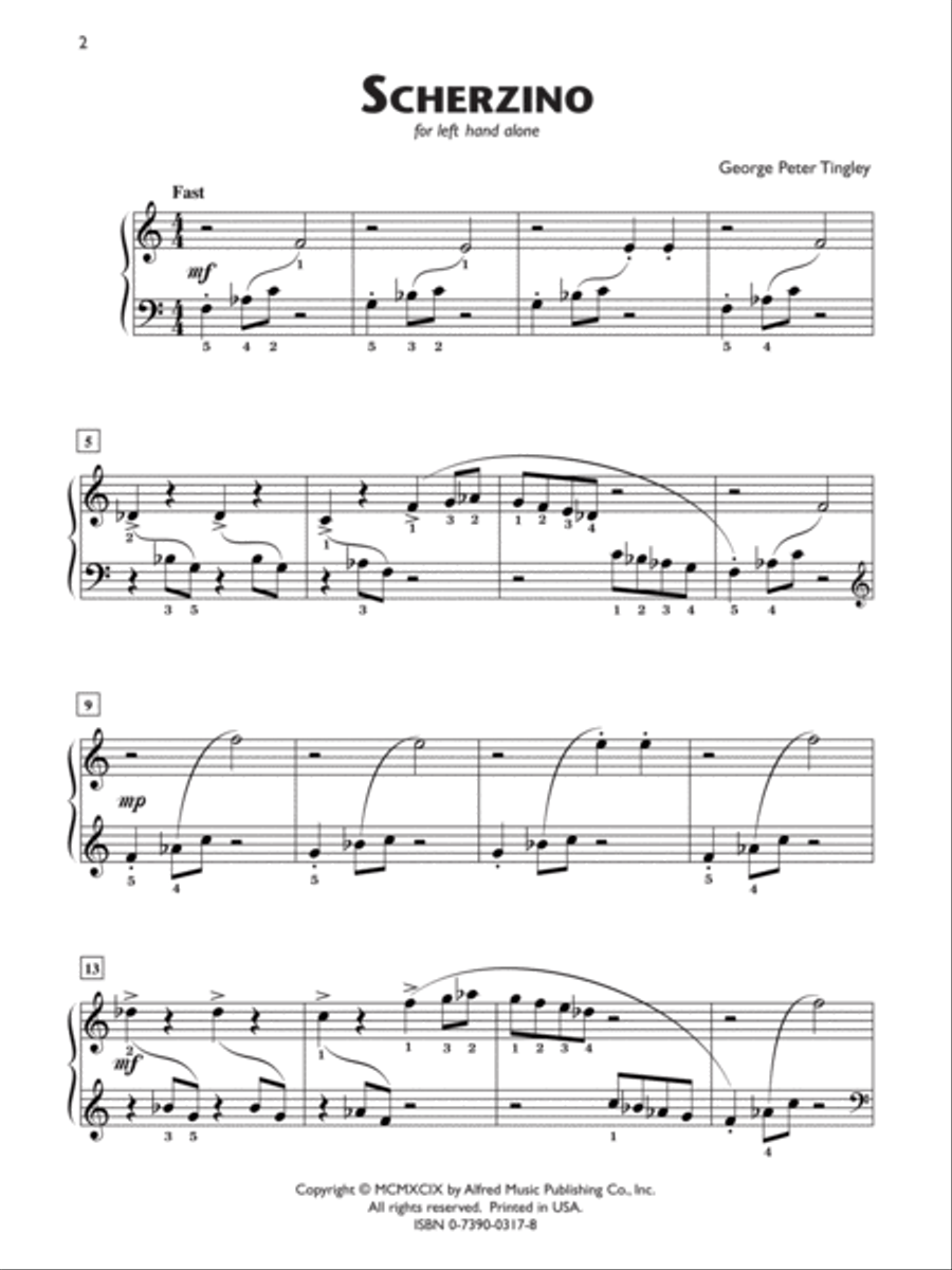 Scherzino (for left hand alone) Piano Solo scores gallery preview page 2
