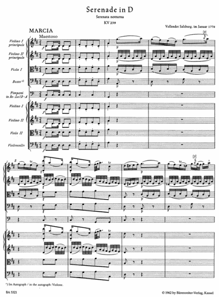 Serenade D major, KV 239