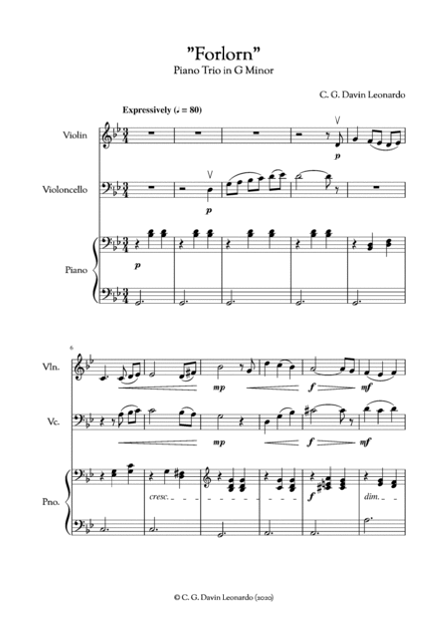 Forlorn - Piano Trio in G Minor Piano Trio scores gallery preview page 3