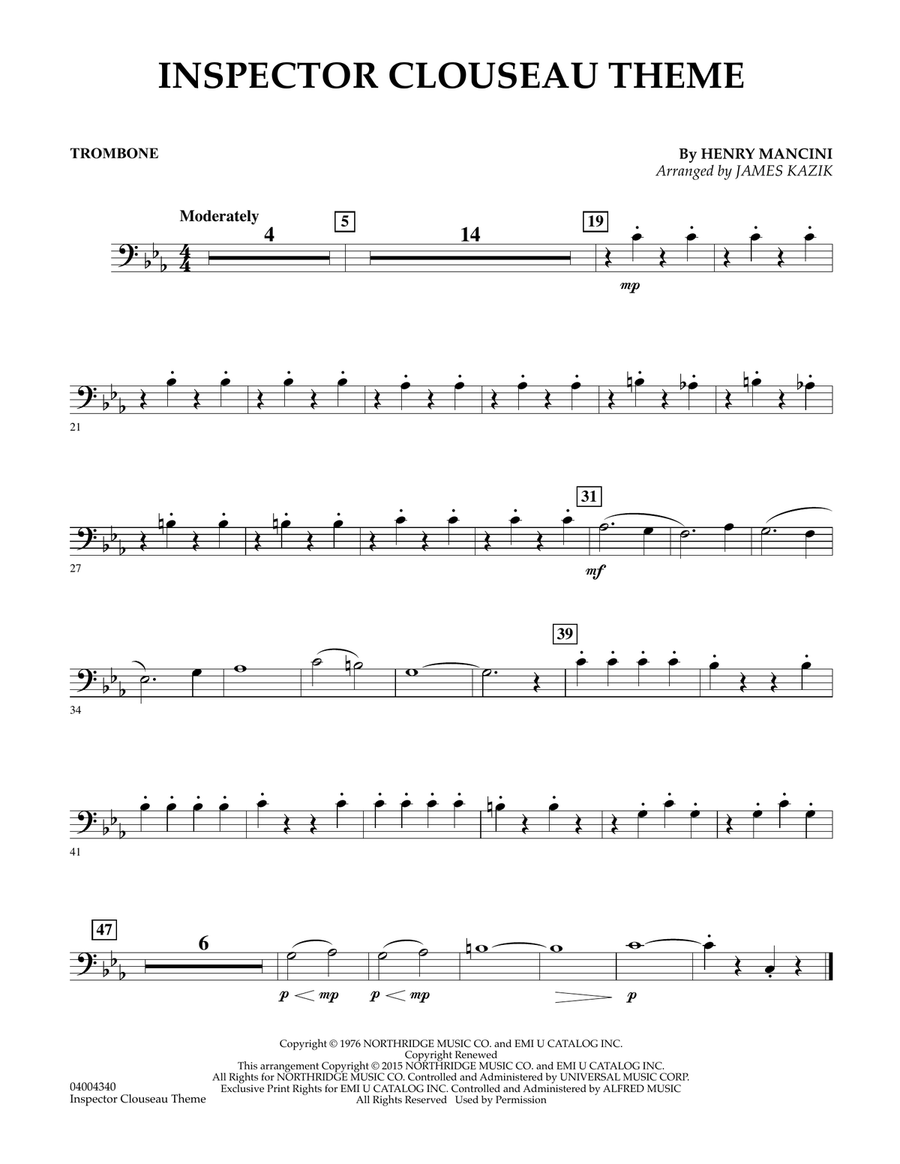 Inspector Clouseau Theme (from The Pink Panther Strikes Again) - Trombone Concert Band scores gallery preview page 1