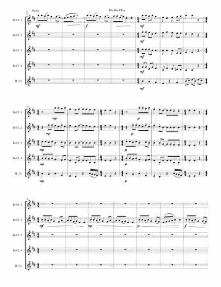 Riu Riu Chiu arranged for clarinet quintet image number null