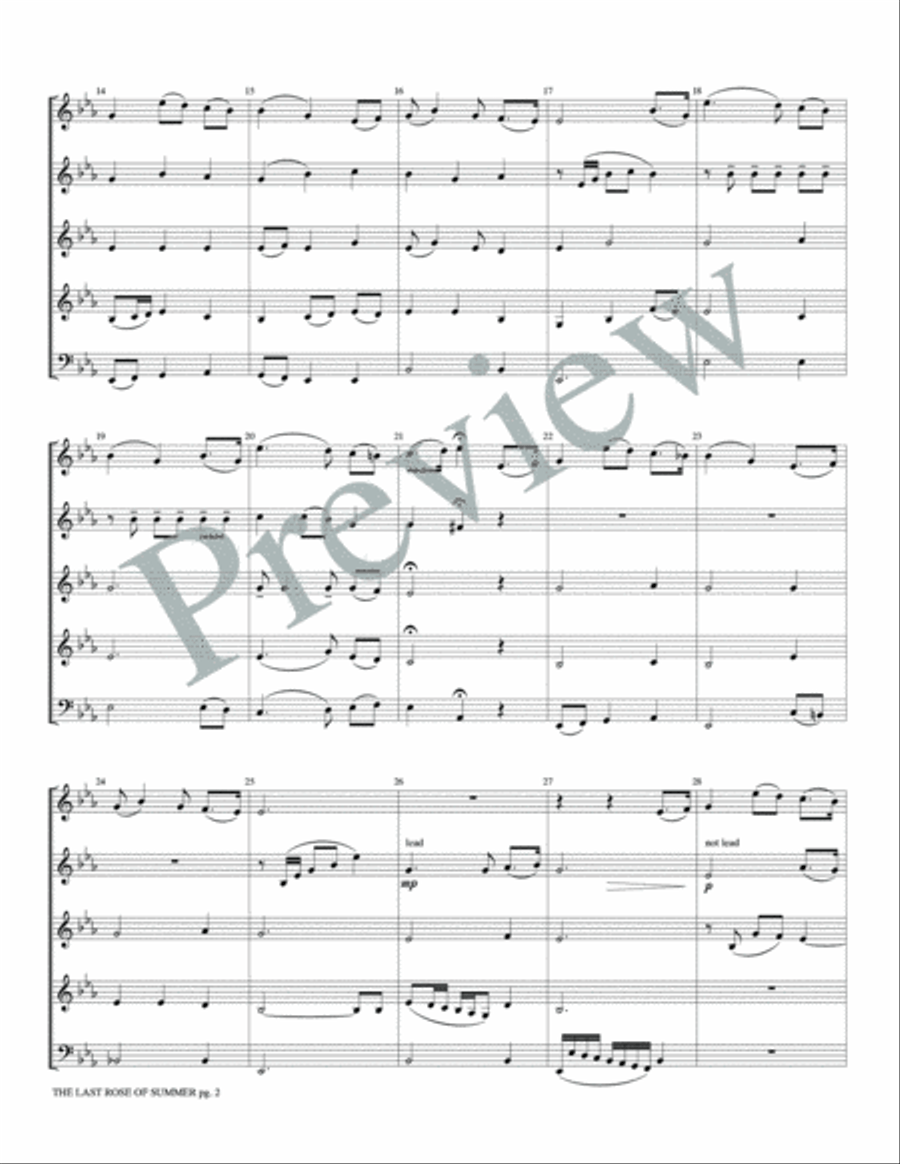 The Last Rose of Summer Woodwind Ensemble scores gallery preview page 4
