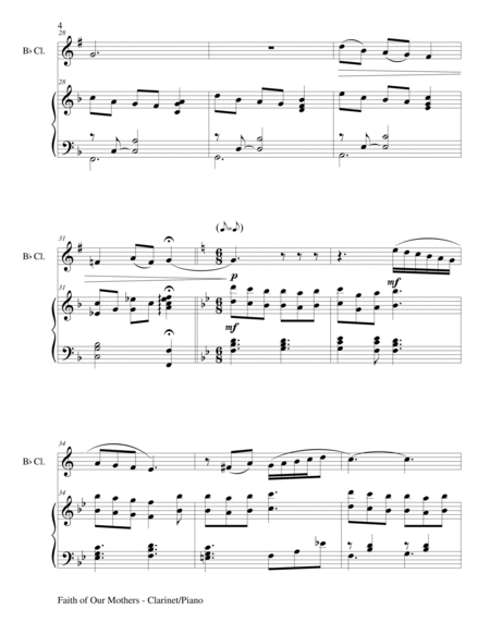 FAITH OF OUR MOTHERS (Duet – Bb Clarinet and Piano/Score and Part) image number null