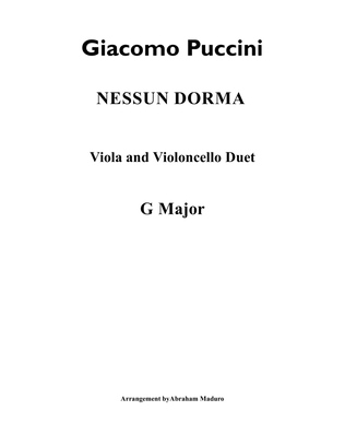 Book cover for Nessun Dorma Viola and Cello Duet-Score and Parts