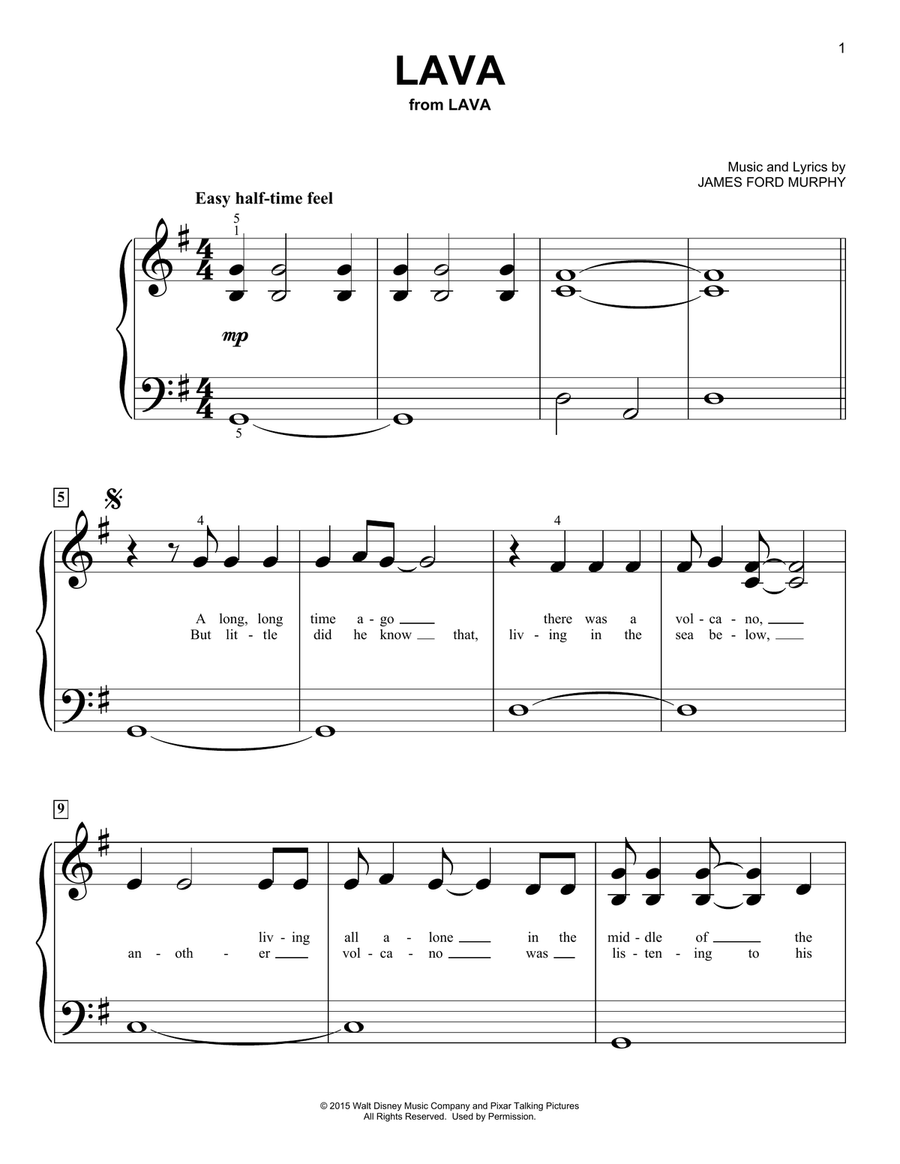 Lava (from Lava) Easy Piano scores gallery preview page 1