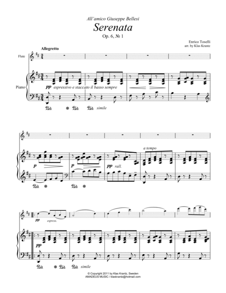 Serenata Rimpianto Op. 6 for flute and piano image number null