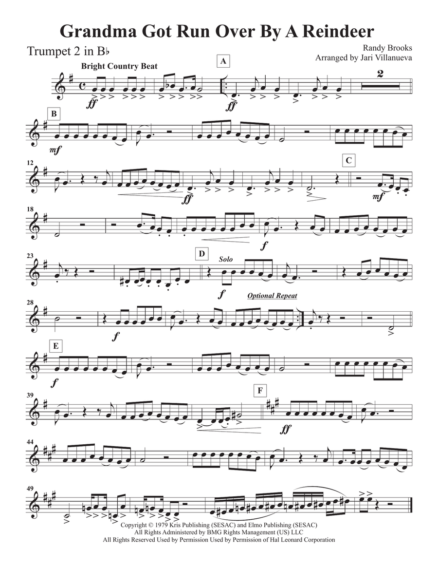 Grandma Got Run Over By A Reindeer Brass Ensemble scores gallery preview page 6