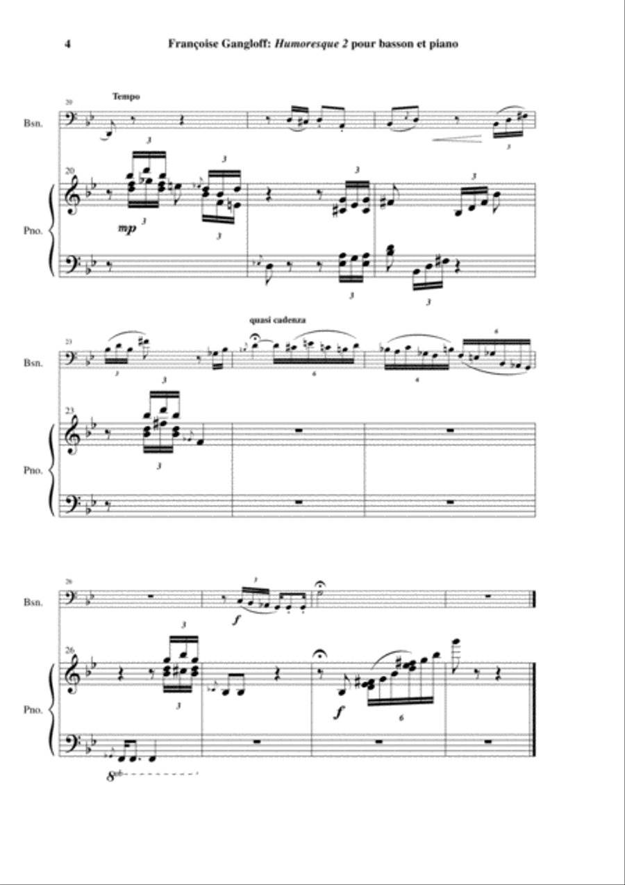 Françoise Gangloff: Homoresque 2 for bassoon and piano Bassoon Solo scores gallery preview page 4