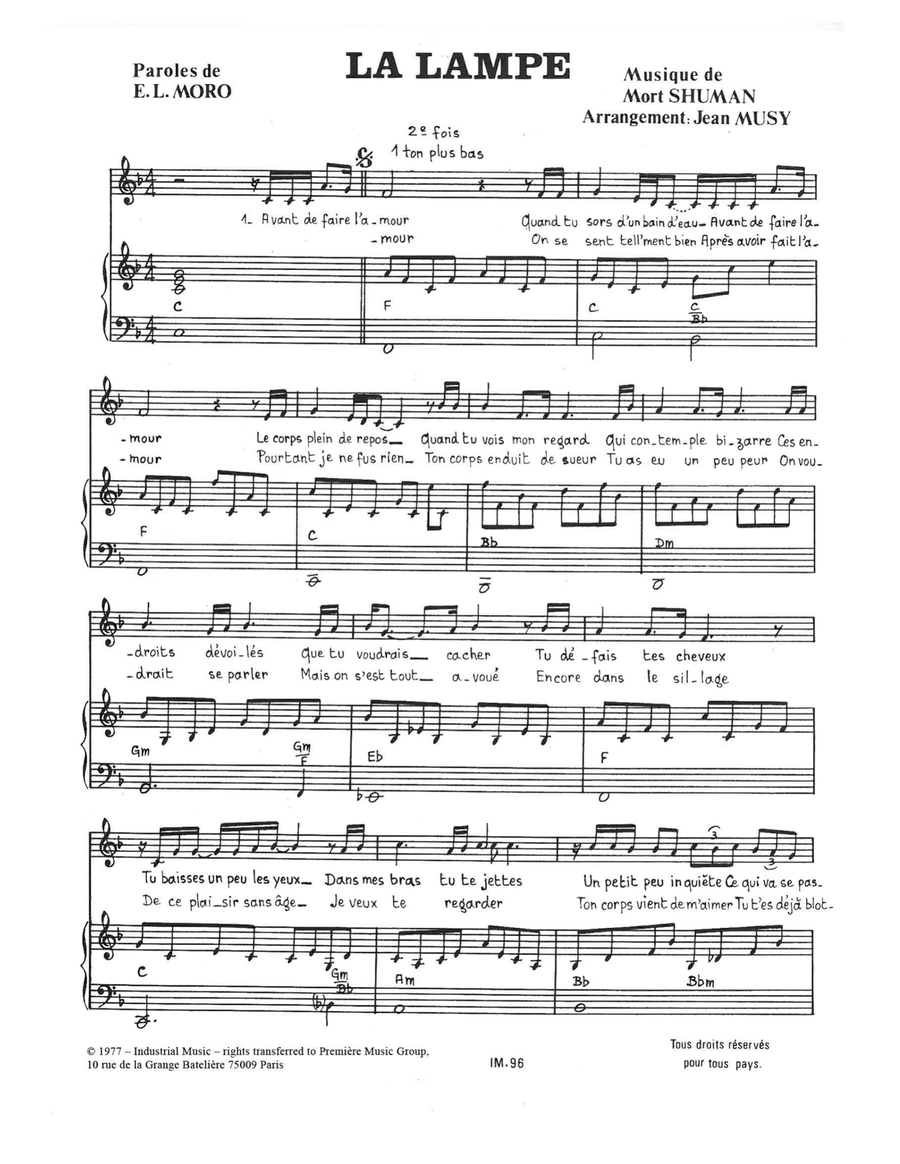La Lampe La Lampe Piano, Vocal scores gallery preview page 1