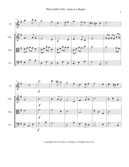 Christmas Medley (What Child is This / Away in a Manger): Quartet for Flute, Violin, Viola and Cello image number null
