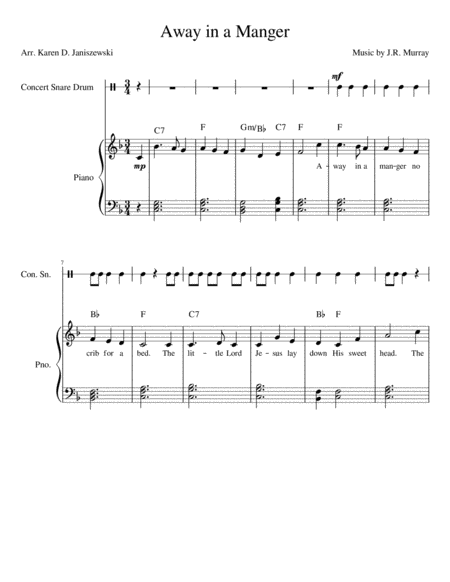 Away in a Manger (Beginning Snare and Piano)