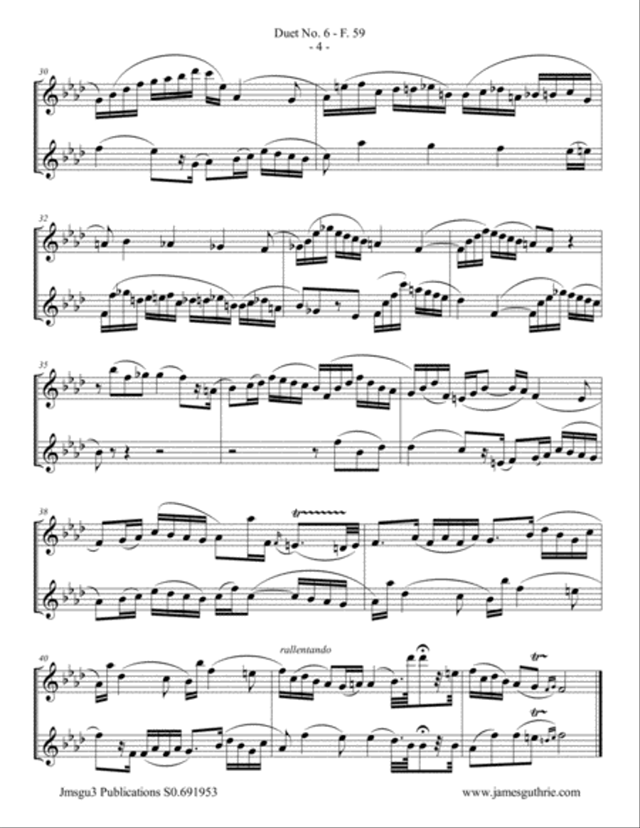 WF Bach: Duet No. 6 for Alto Flute Duo Flute Duet scores gallery preview page 4