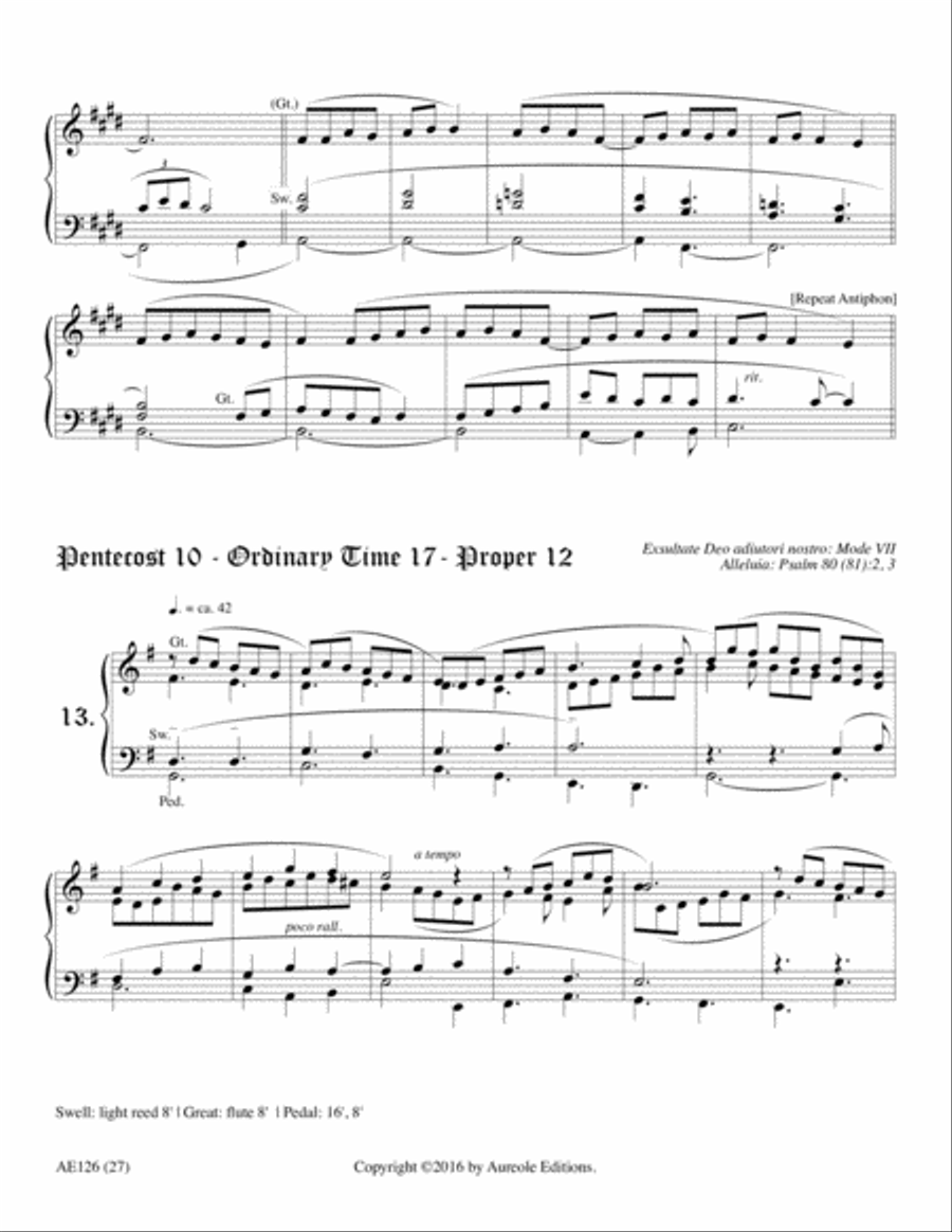 A Gregorian Liturgical Year for Organ, Volume 3: The Vigil of Pentecost through Pentecost 17 Ordinary Time 24 - Proper 19