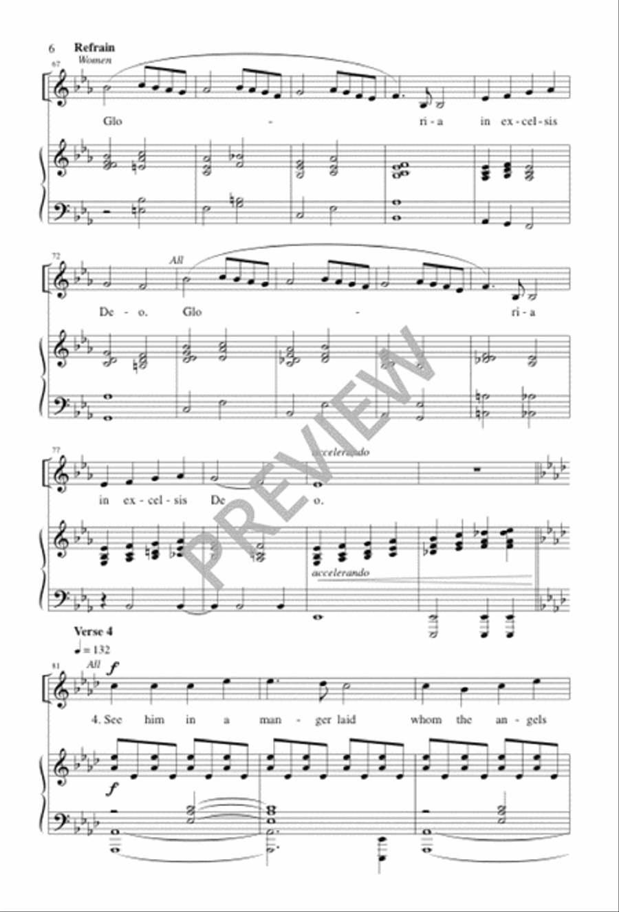Angels We Have Heard On High Unison Choir scores gallery preview page 6