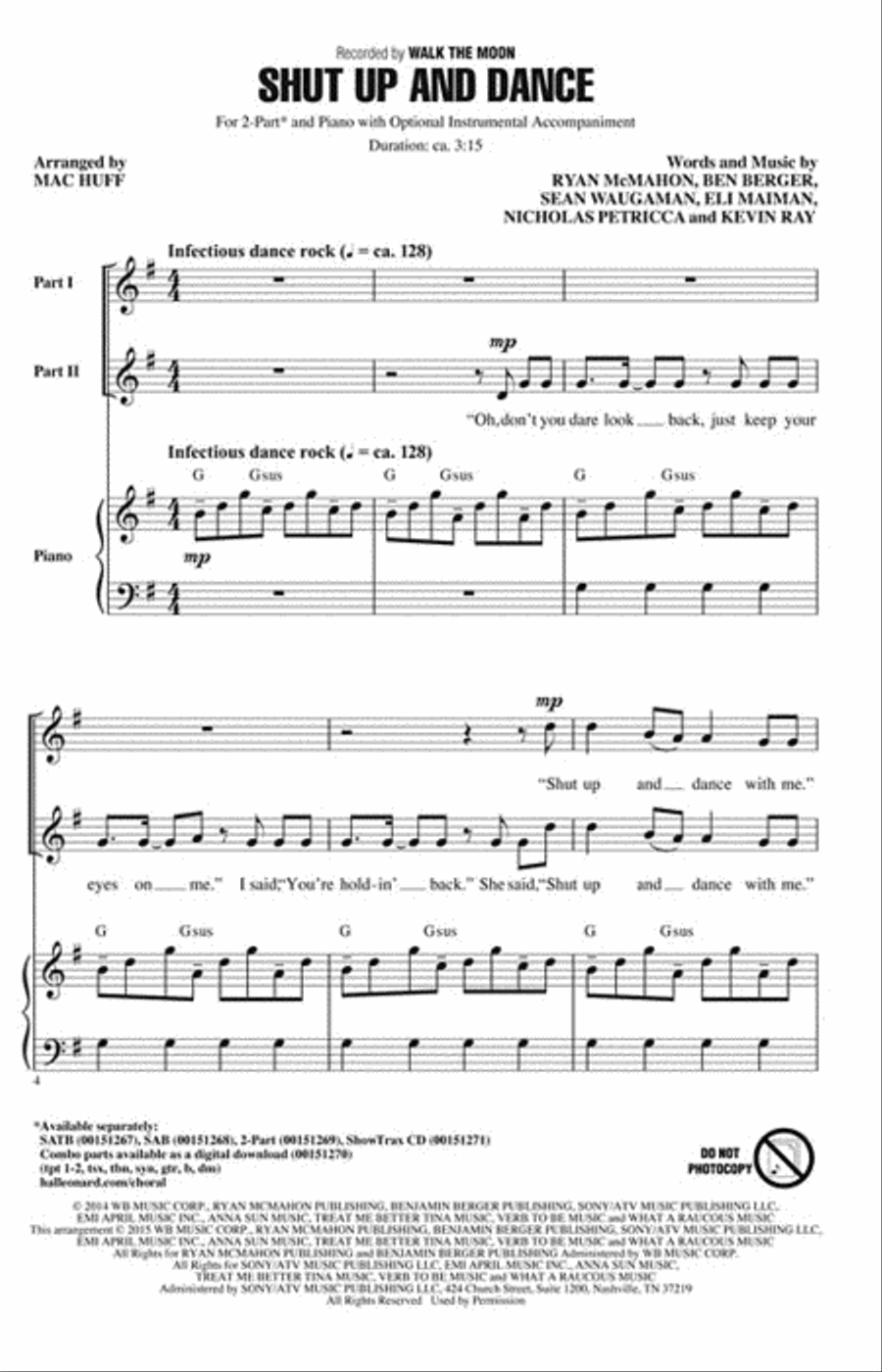 Shut Up and Dance Shut Up and Dance 2-Part scores gallery preview page 2