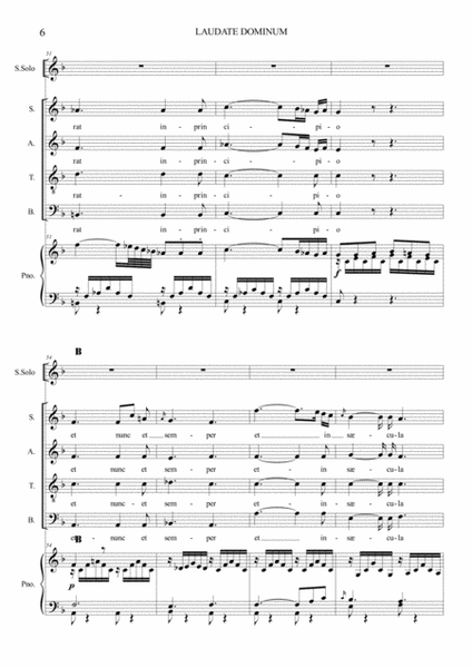 LAUDATE DOMINUM - Mozart - For Soprano, SATB Choir and Piano - With Piano part image number null