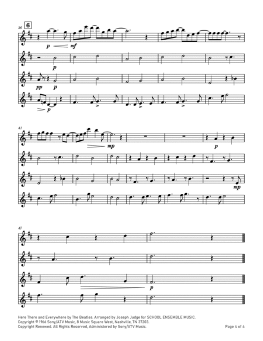 Here, There And Everywhere Clarinet Quartet scores gallery preview page 4