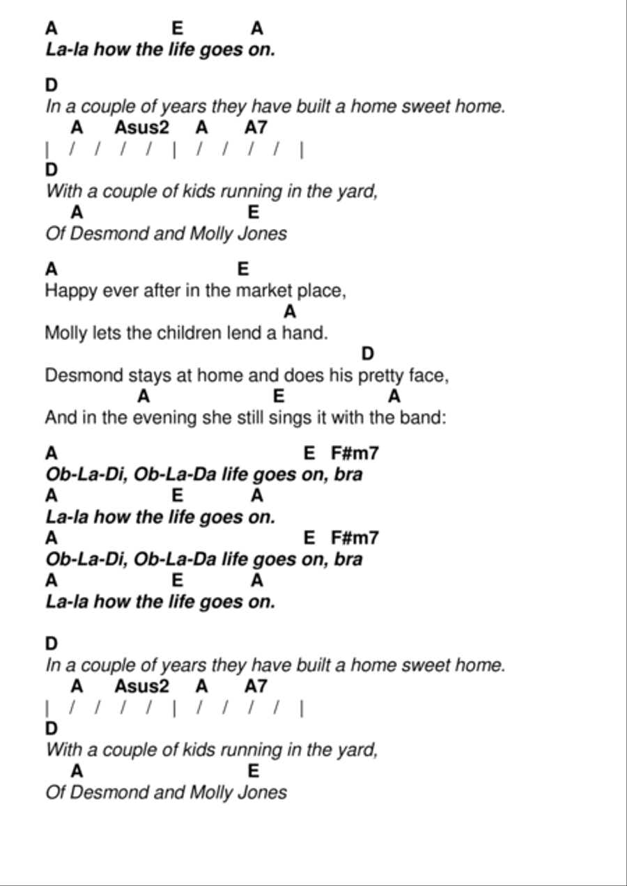 Ob-la-di, Ob-la-da Ob-la-di, Ob-la-da Guitar scores gallery preview page 5