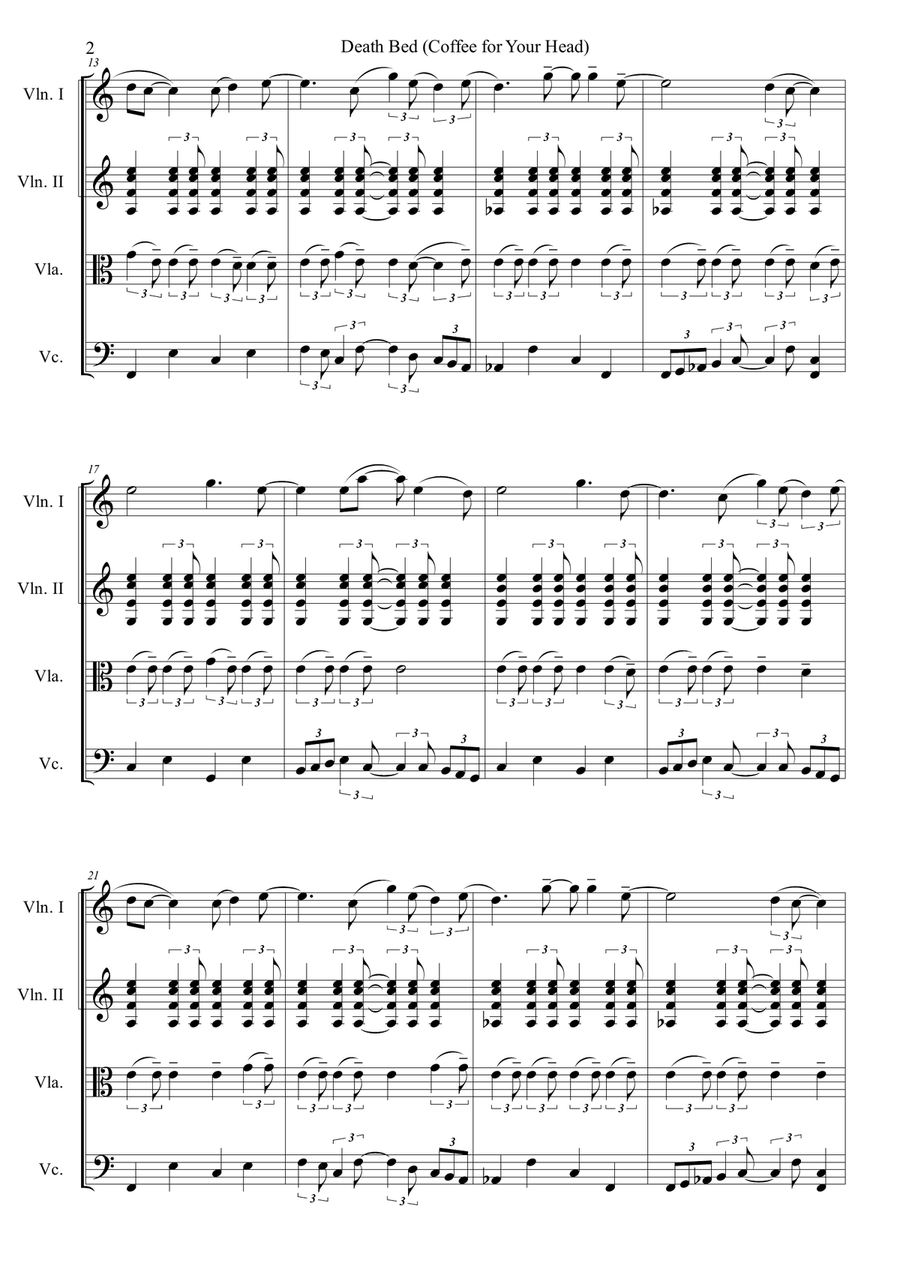 Death Bed String Quartet scores gallery preview page 2