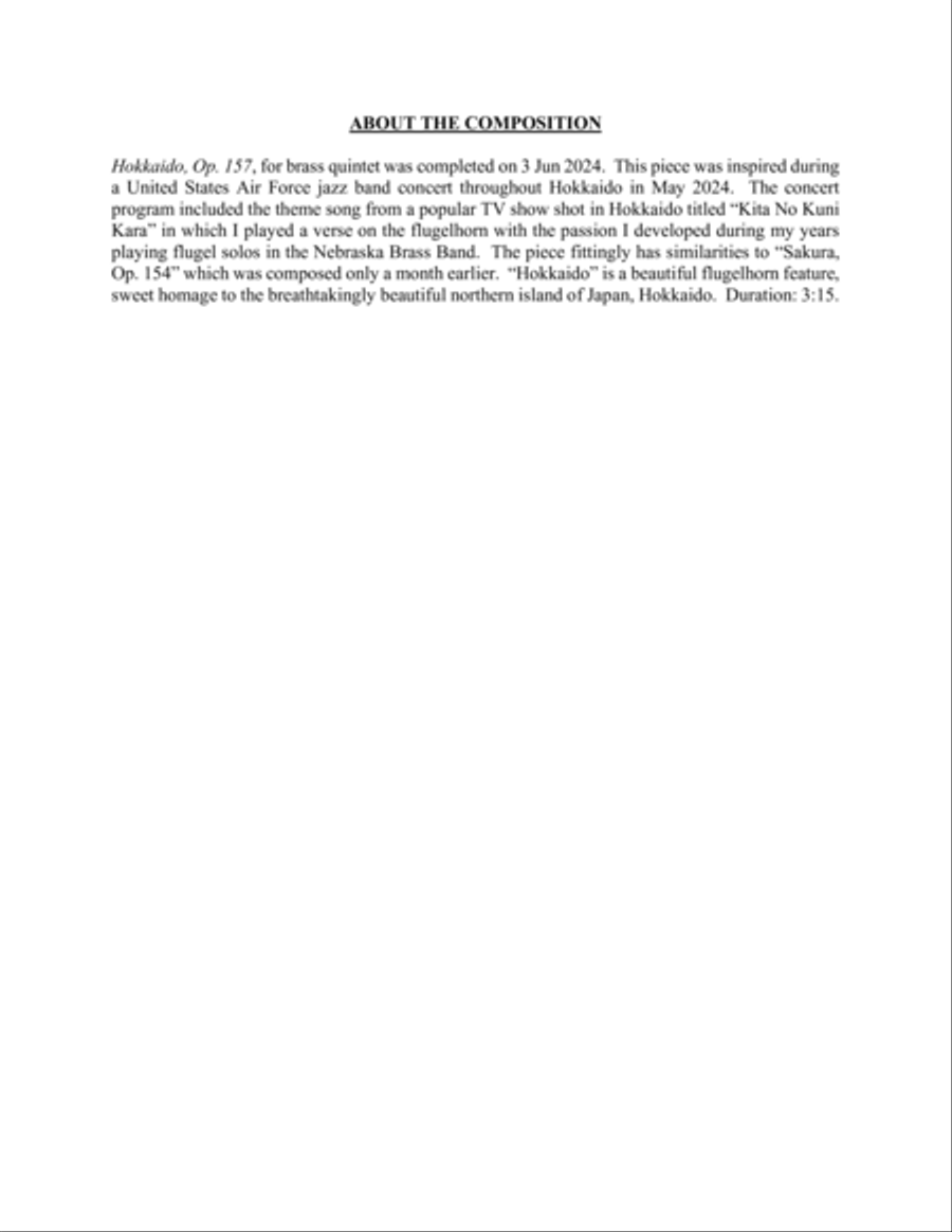 Hokkaido, Op. 157 Brass Quintet scores gallery preview page 5