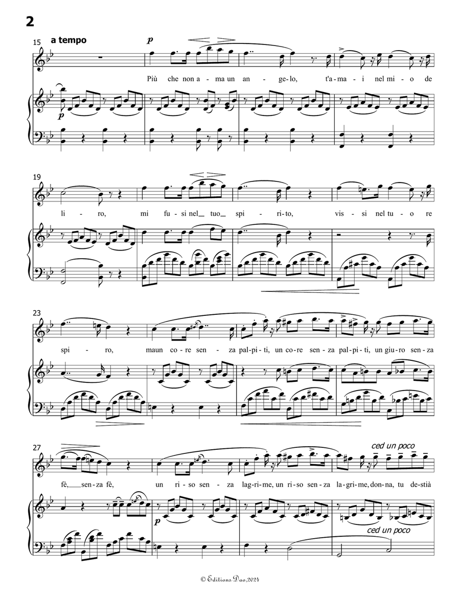 L'amor funesto, by Donizetti, in B flat Major Piano, Vocal scores gallery preview page 4
