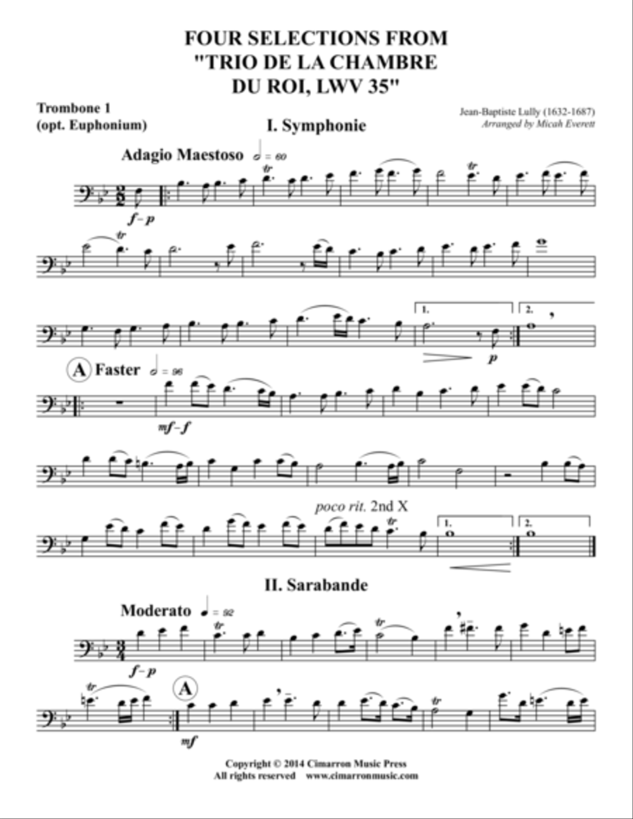 Four Selections from Trio de la Chambre du Roi Euphonium scores gallery preview page 4