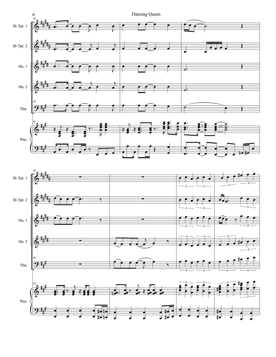 Dancing Queen Brass Ensemble scores gallery preview page 6