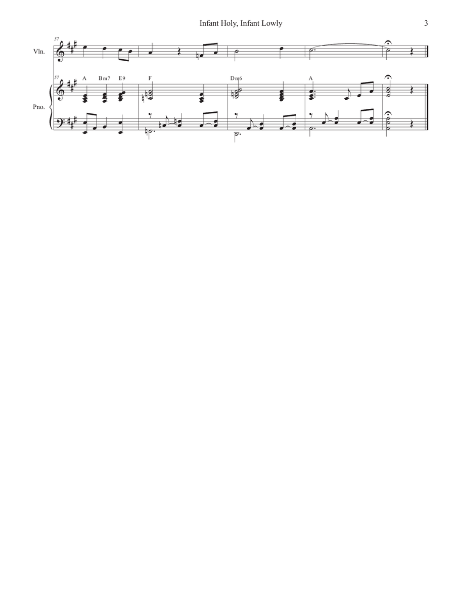 Infant Holy, Infant Lowly (Violin solo and Piano) Violin Solo scores gallery preview page 3