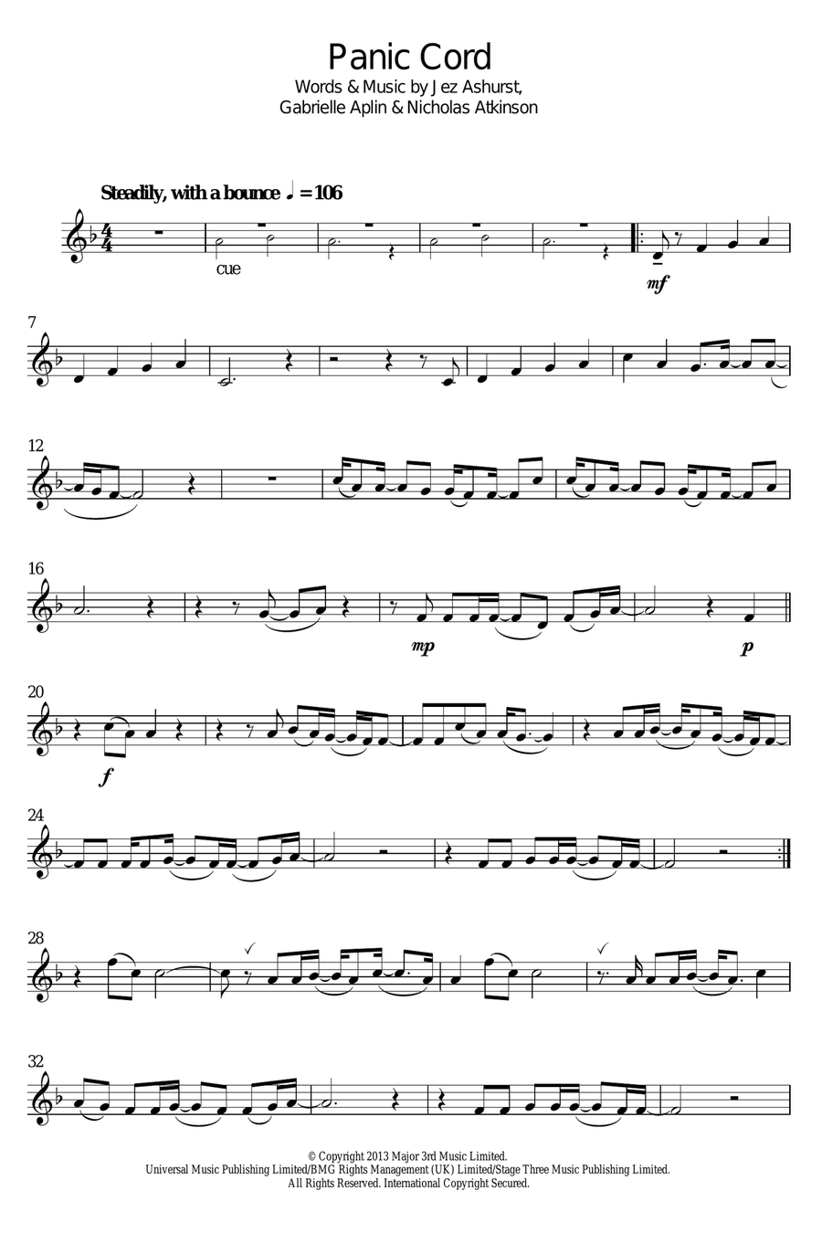 Panic Cord Clarinet Solo scores gallery preview page 1
