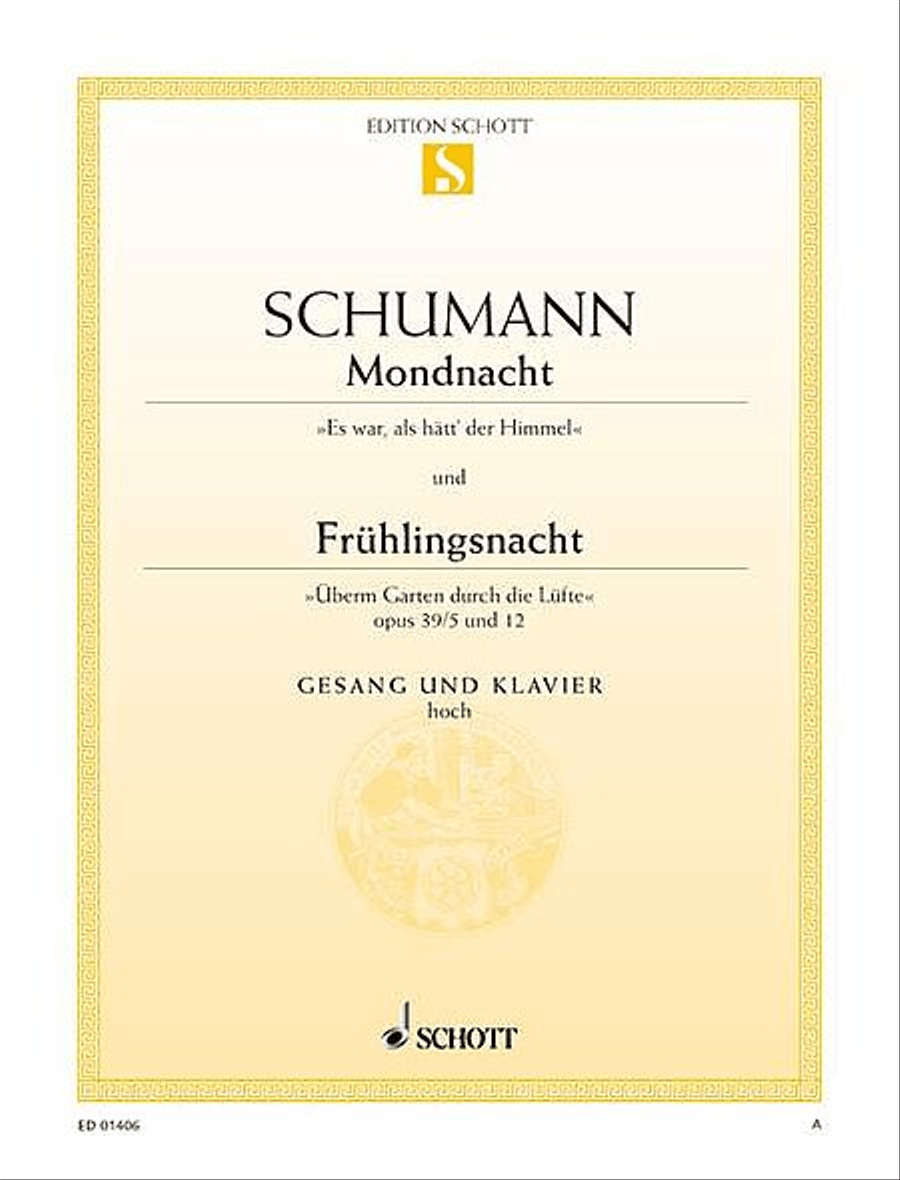 Mondnacht / Fruhlingsnacht by Robert Schumann High Voice - Sheet Music