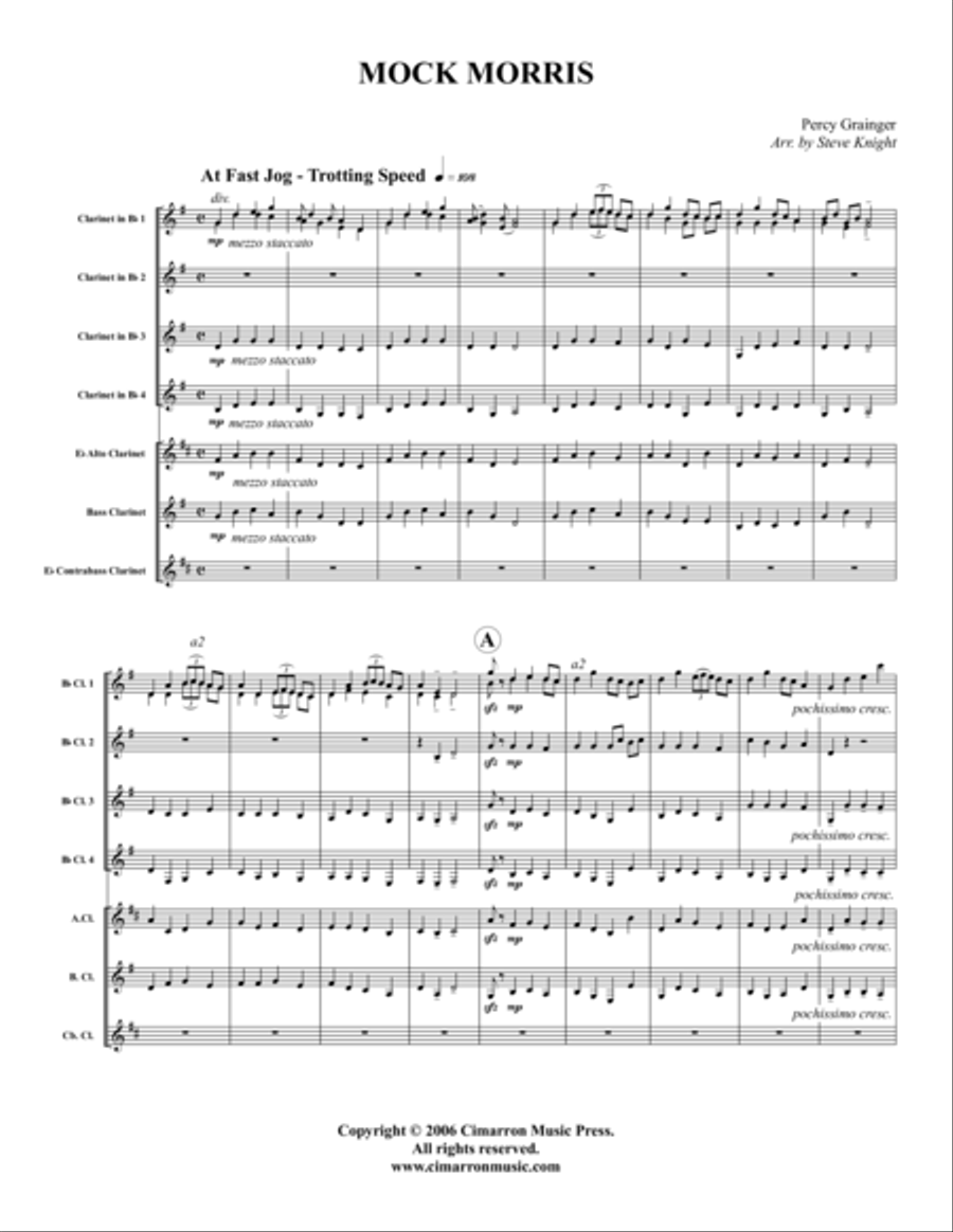 Mock Morris Clarinet Choir scores gallery preview page 1