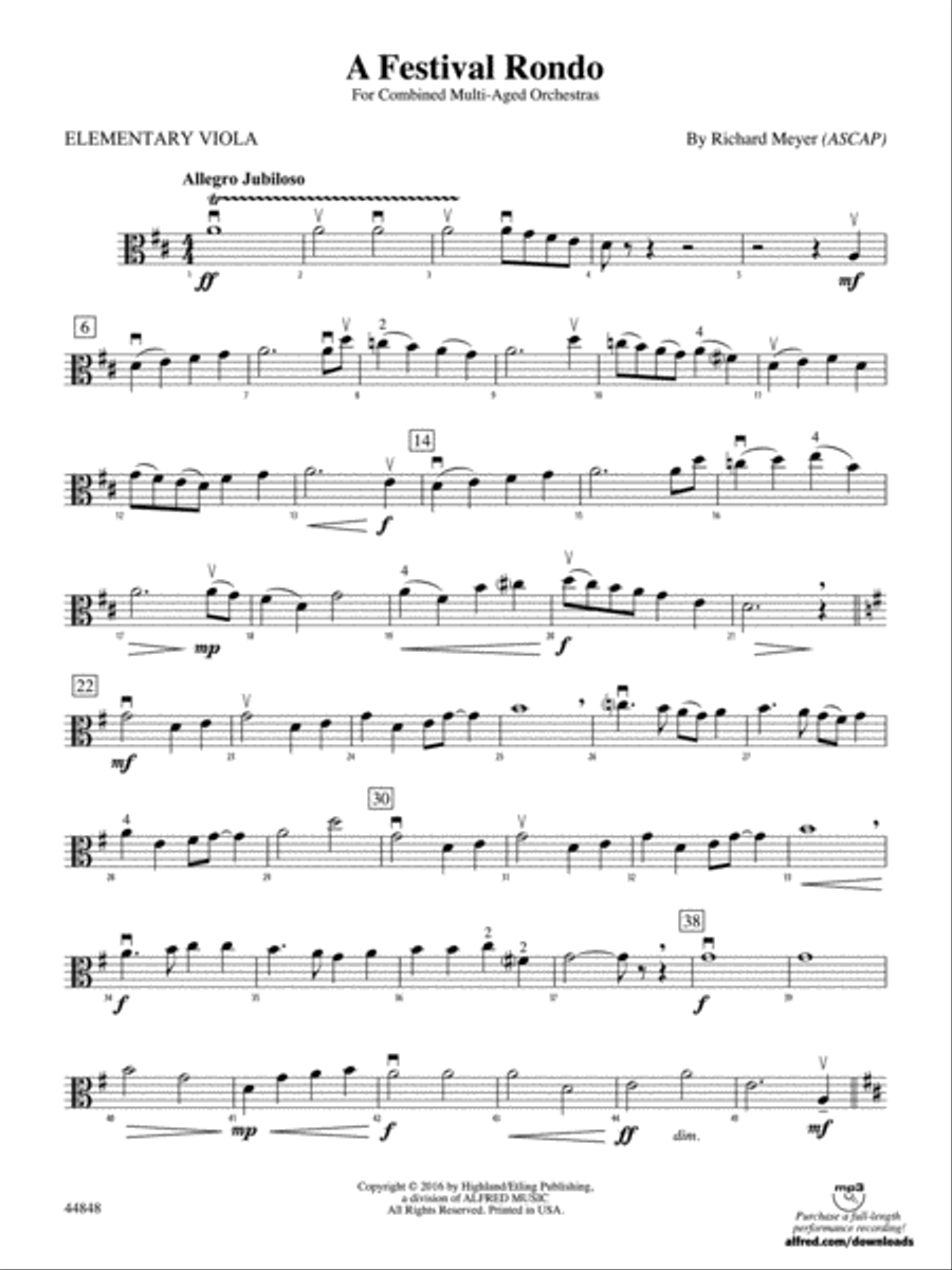 A Festival Rondo: Elementary Viola String Orchestra scores gallery preview page 1